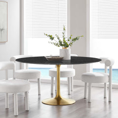 Lippa Gold/Black 60" Round Faux Marble Dining Table - Ornate Home