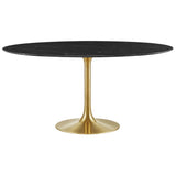 Lippa Gold/Black 60" Round Faux Marble Dining Table - Ornate Home