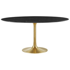 Lippa Gold/Black 60" Round Faux Marble Dining Table - Ornate Home