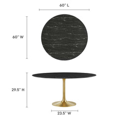 Lippa Gold/Black 60" Round Faux Marble Dining Table - Ornate Home