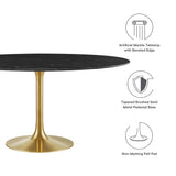 Lippa Gold/Black 60" Round Faux Marble Dining Table - Ornate Home