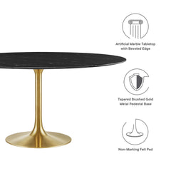 Lippa Gold/Black 60" Round Faux Marble Dining Table - Ornate Home