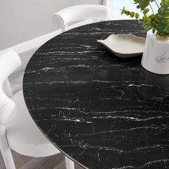 Lippa Gold/Black 60" Round Faux Marble Dining Table - Ornate Home
