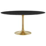 Lippa Gold/Black 60" Round Faux Marble Dining Table - Ornate Home
