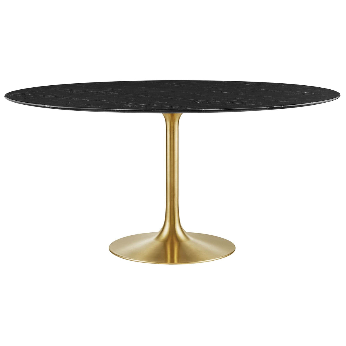 Lippa Gold/Black 60" Round Faux Marble Dining Table - Ornate Home