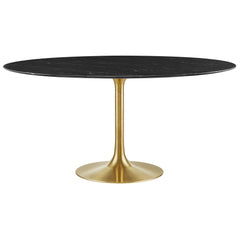Lippa Gold/Black 60" Round Faux Marble Dining Table - Ornate Home