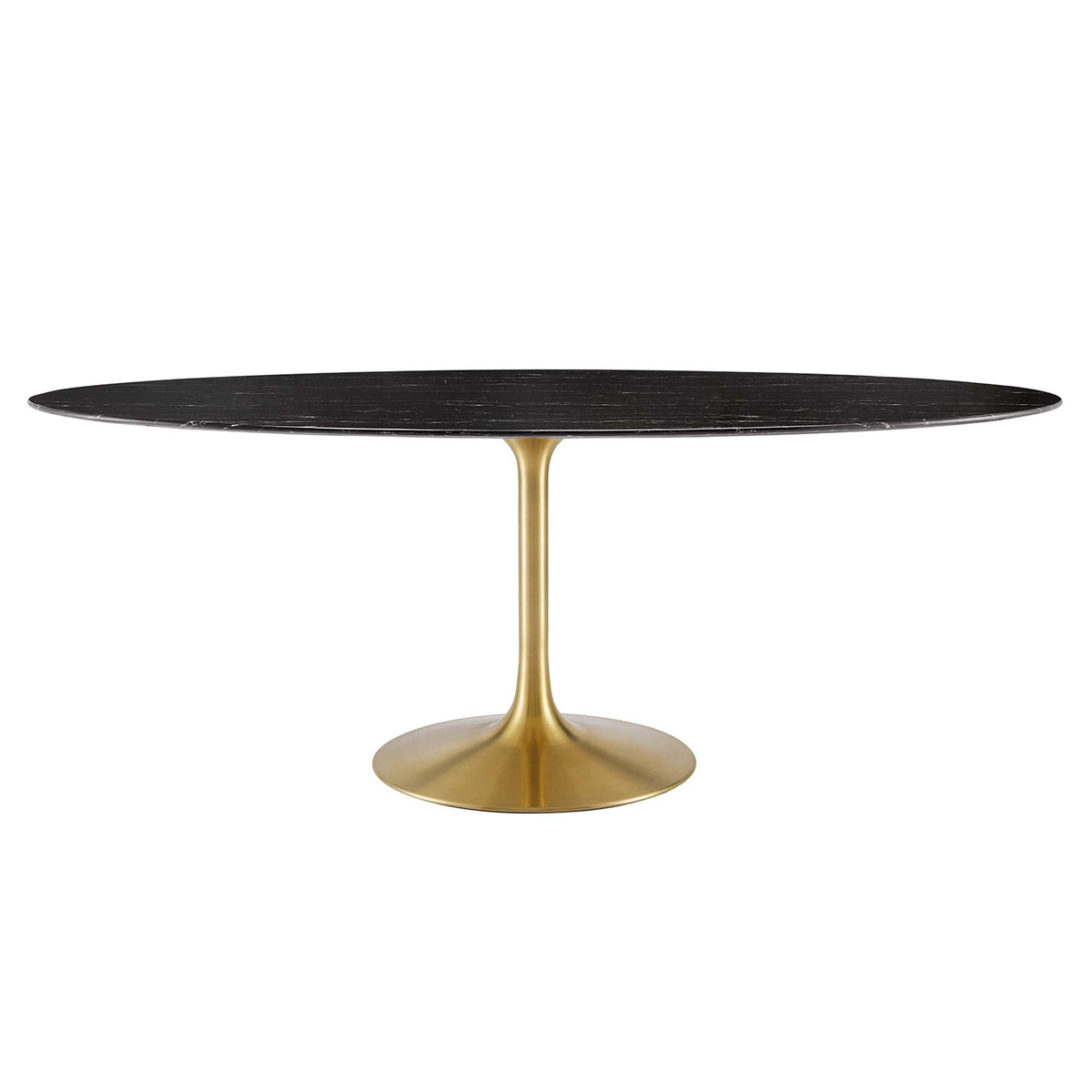 Lippa Gold/Black 78" Oval Faux Marble Dining Table - Ornate Home