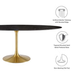 Lippa Gold/Black 78" Oval Faux Marble Dining Table - Ornate Home