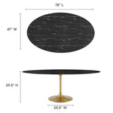 Lippa Gold/Black 78" Oval Faux Marble Dining Table - Ornate Home