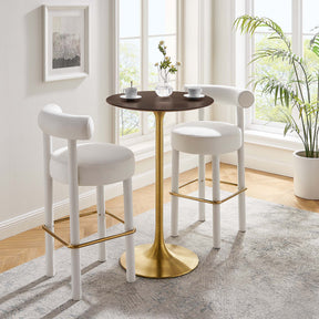 Lippa Gold/Cherry 28" Round Cherry Walnut Wood Bar Table - Ornate Home