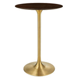 Lippa Gold/Cherry 28" Round Cherry Walnut Wood Bar Table - Ornate Home