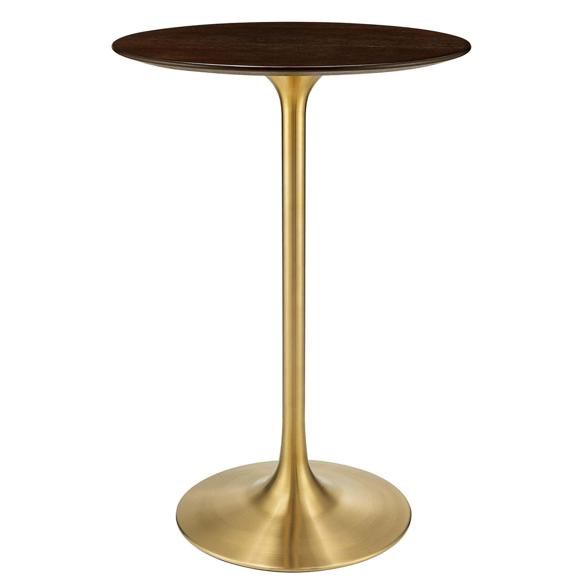 Lippa Gold/Cherry 28" Round Cherry Walnut Wood Bar Table - Ornate Home
