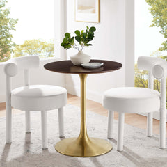 Lippa Gold/Cherry Walnut 28" Round Wood Dining Table - Ornate Home