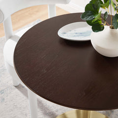Lippa Gold/Cherry Walnut 28" Round Wood Dining Table - Ornate Home