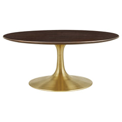 Lippa Gold/Cherry Walnut 36" Round Wood Coffee Table - Ornate Home