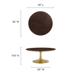 Lippa Gold/Cherry Walnut 36" Round Wood Coffee Table - Ornate Home