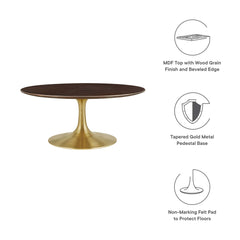 Lippa Gold/Cherry Walnut 36" Round Wood Coffee Table - Ornate Home
