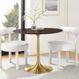 Lippa Gold/Cherry Walnut 36" Round Wood Dining Table - Ornate Home