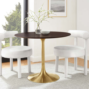 Lippa Gold/Cherry Walnut 36" Round Wood Dining Table - Ornate Home
