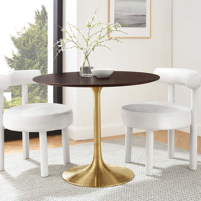 Lippa Gold/Cherry Walnut 36" Round Wood Dining Table - Ornate Home