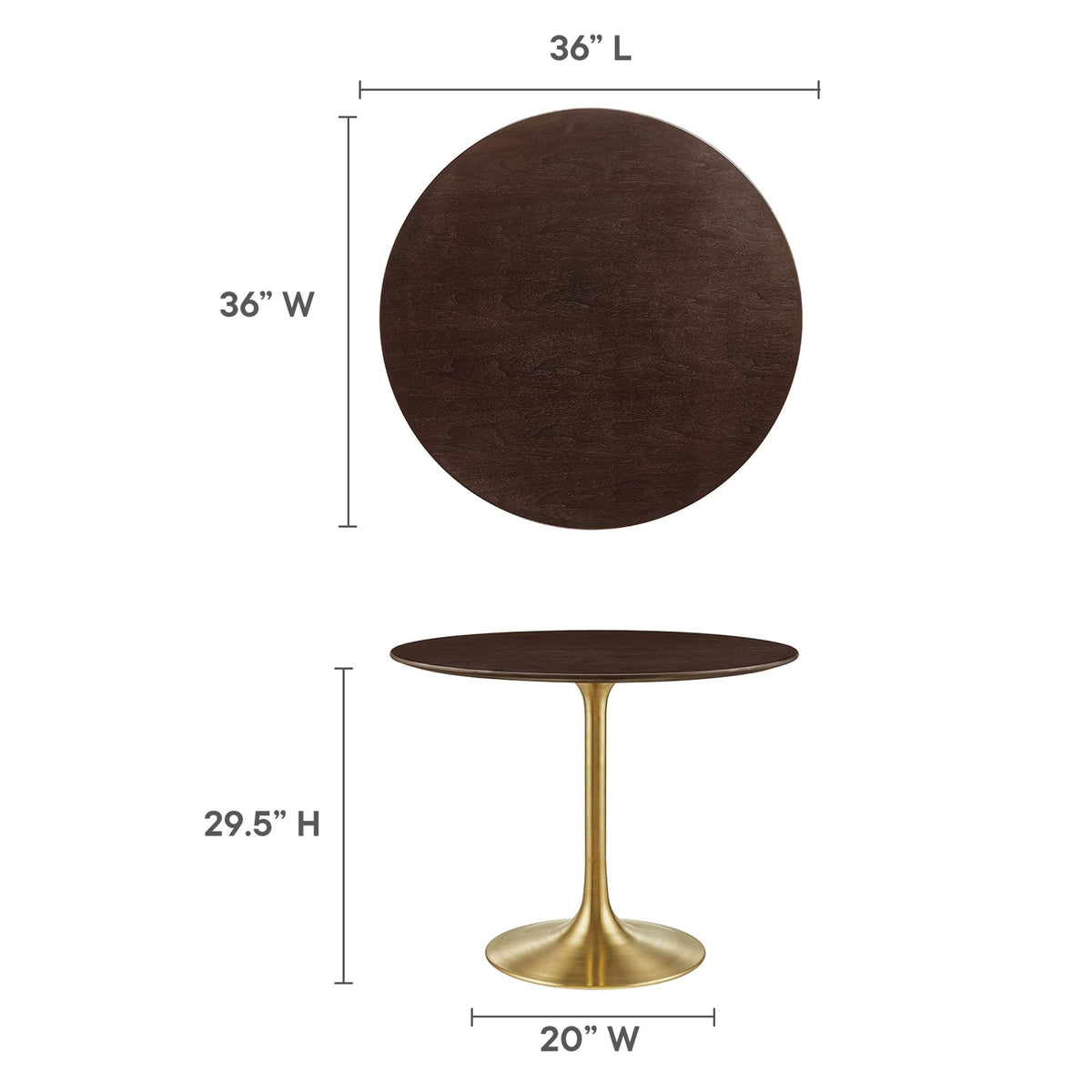 Lippa Gold/Cherry Walnut 36" Round Wood Dining Table - Ornate Home