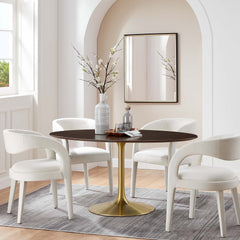 Lippa Gold/Cherry Walnut 60" Oval Wood Dining Table - Ornate Home