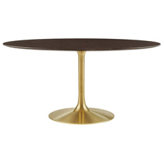 Lippa Gold/Cherry Walnut 60" Oval Wood Dining Table - Ornate Home