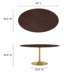 Lippa Gold/Cherry Walnut 60" Oval Wood Dining Table - Ornate Home