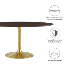 Lippa Gold/Cherry Walnut 60" Oval Wood Dining Table - Ornate Home