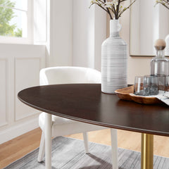 Lippa Gold/Cherry Walnut 60" Oval Wood Dining Table - Ornate Home