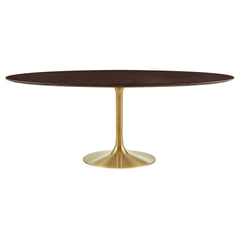 Lippa Gold/Cherry Walnut 78" Oval Wood Dining Table - Ornate Home