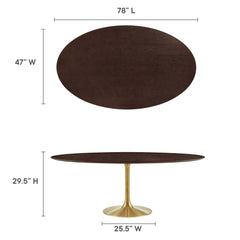 Lippa Gold/Cherry Walnut 78" Oval Wood Dining Table - Ornate Home