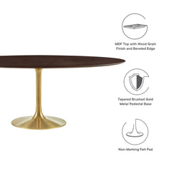 Lippa Gold/Cherry Walnut 78" Oval Wood Dining Table - Ornate Home
