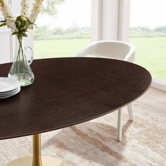 Lippa Gold/Cherry Walnut 78" Oval Wood Dining Table - Ornate Home