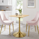 Lippa Gold/Natural 24" Square Wood Dining Table - Ornate Home