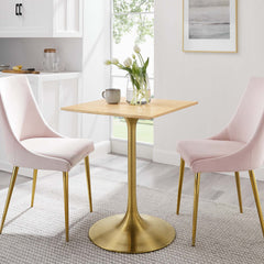 Lippa Gold/Natural 24" Square Wood Dining Table - Ornate Home