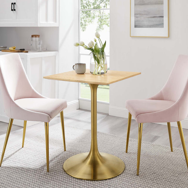 Lippa Gold/Natural 24" Square Wood Dining Table - Ornate Home