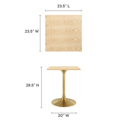 Lippa Gold/Natural 24" Square Wood Dining Table - Ornate Home