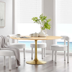 Lippa Gold/Natural 60" Round Wood Dining Table - Ornate Home