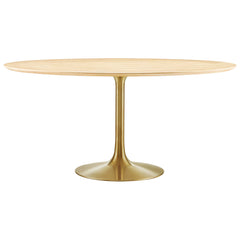 Lippa Gold/Natural 60" Round Wood Dining Table - Ornate Home