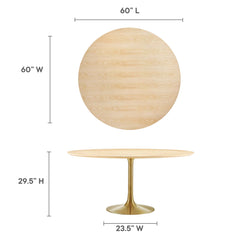 Lippa Gold/Natural 60" Round Wood Dining Table - Ornate Home