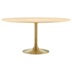 Lippa Gold/Natural 60" Round Wood Dining Table - Ornate Home