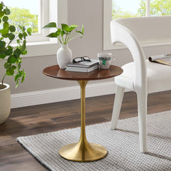 Lippa Gold/Walnut 20" Round Wood Side Table - Ornate Home