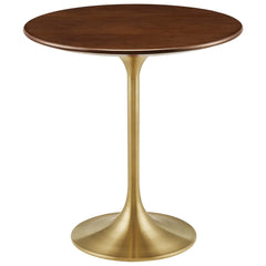 Lippa Gold/Walnut 20" Round Wood Side Table - Ornate Home