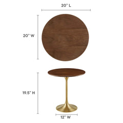 Lippa Gold/Walnut 20" Round Wood Side Table - Ornate Home