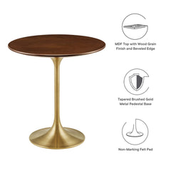 Lippa Gold/Walnut 20" Round Wood Side Table - Ornate Home