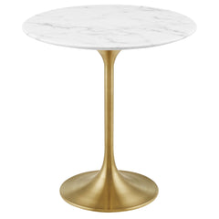 Lippa Gold/White 20" Round Faux Marble Side Table - Ornate Home