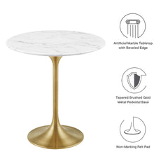 Lippa Gold/White 20" Round Faux Marble Side Table - Ornate Home