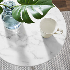 Lippa Gold/White 20" Round Faux Marble Side Table - Ornate Home
