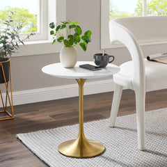 Lippa Gold/White 20" Round Wood Side Table - 19.5x19.5x20" - Ornate Home